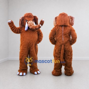 Custom Reddish Brown and White Mammoth Mascot Costume Adult Full Body Suit for Prehistoric Events