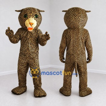 Custom Tan and Black Leopard Mascot Costume Adult Full Body Suit for Wildlife Events