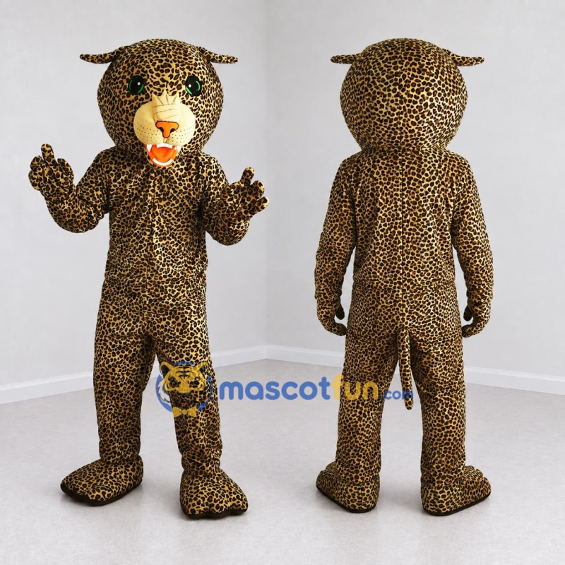 Custom Tan and Black Leopard Mascot Costume Adult Full Body Suit for Wildlife Events Custom Tan and Black Leopard Mascot Costume Adult Full Body Suit for Wildlife Events