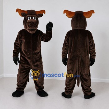 Custom Dark Brown and Orange Bull Mascot Costume Adult Full Body Suit for Farm Events