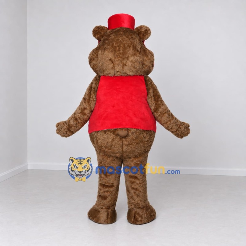 Custom Brown and Red Bear Mascot Costume Adult Full Body Suit for Themed Events Custom Brown and Red Bear Mascot Costume Adult Full Body Suit for Themed Events