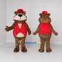 Custom Brown and Red Bear Mascot Costume Adult Full Body Suit for Themed Events