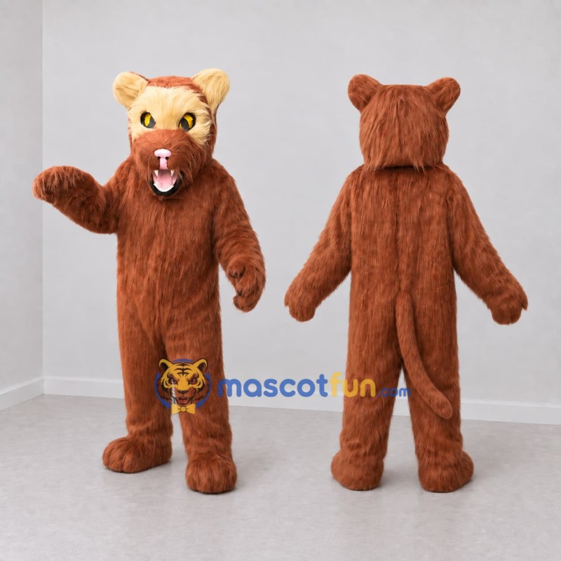 Custom Reddish Brown and Tan Wildcat Mascot Costume Adult Full Body Suit for Wildlife Events Custom Reddish Brown and Tan Wildcat Mascot Costume Adult Full Body Suit for Wildlife Events
