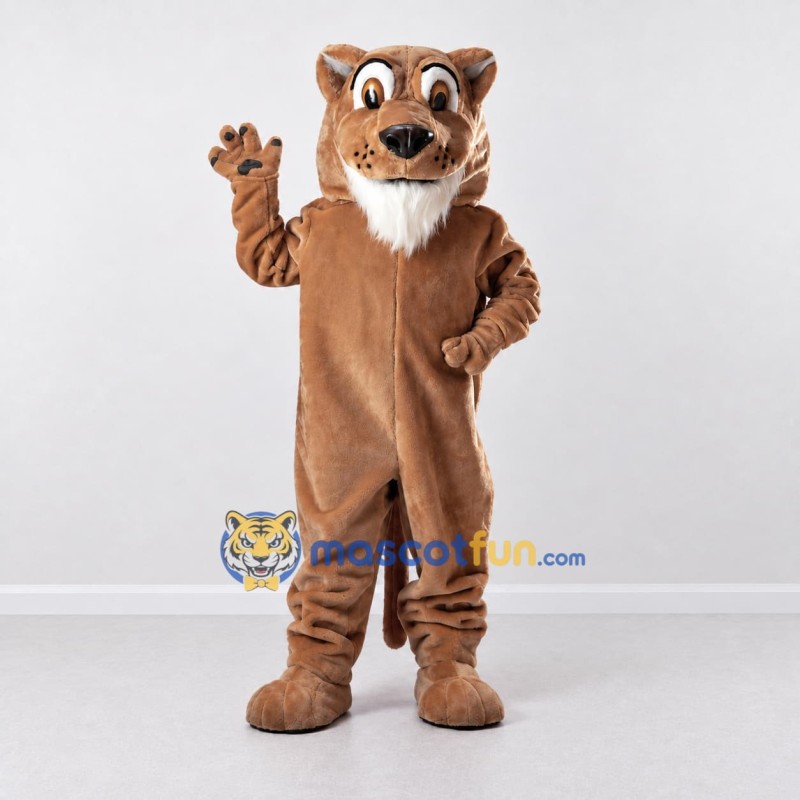 Custom Tan and White Wildcat Mascot Costume Adult Full Body Suit for Wildlife Events Custom Tan and White Wildcat Mascot Costume Adult Full Body Suit for Wildlife Events