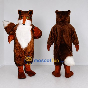 Custom Reddish Brown and White Fox Mascot Costume Adult Full Body Suit for Woodland Events