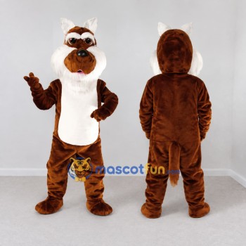 Custom Brown and White Wolf Mascot Costume Adult Full Body Suit for Sports Events