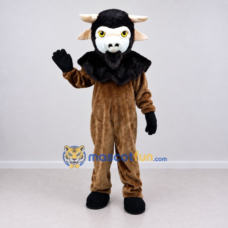 Custom Brown Black and White Bull Mascot Costume Adult Full Body Suit for Farm Events