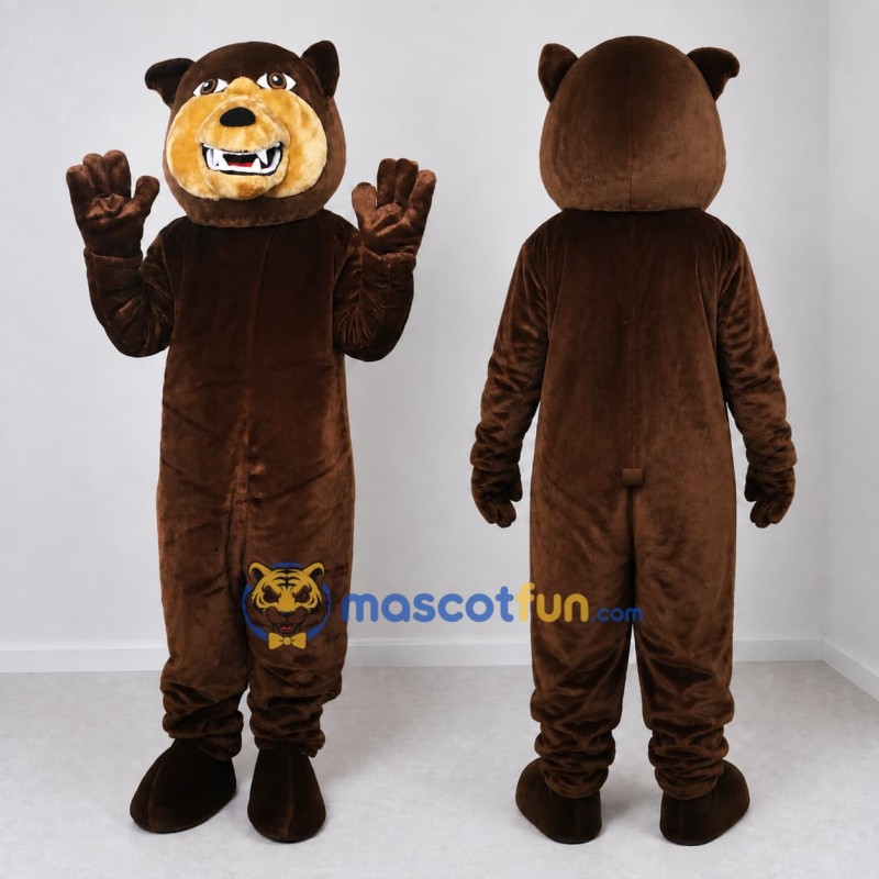 Custom Dark Brown and Tan Bear Mascot Costume Adult Full Body Suit for Sports Events Custom Dark Brown and Tan Bear Mascot Costume Adult Full Body Suit for Sports Events
