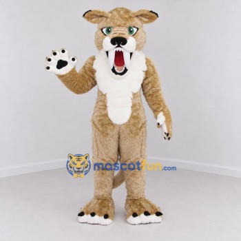 Custom Tan and White Cougar Mascot Costume Adult Full Body Suit for Sports Events