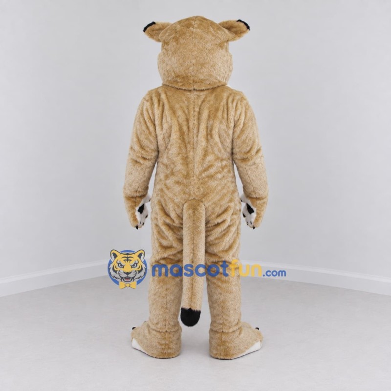 Custom Tan and White Cougar Mascot Costume Adult Full Body Suit for Sports Events