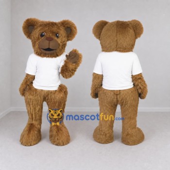 Custom Brown and White Bear Mascot Costume Adult Full Body Suit for School Events