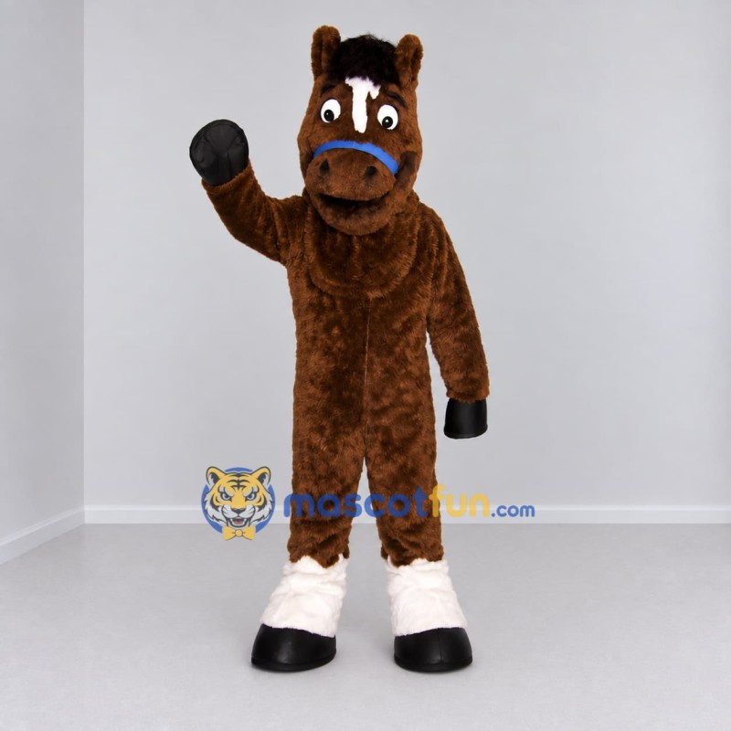 Custom Brown Black and White Horse Mascot Costume Adult Full Body Suit for Farm Events