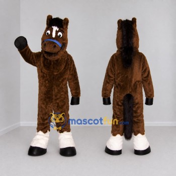 Custom Brown Black and White Horse Mascot Costume Adult Full Body Suit for Farm Events