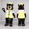 Custom Brown Yellow and Black Safety Patrol Bear Mascot Costume Adult Full Body Suit for Road Safety Events Custom Brown Yellow and Black Safety Patrol Bear Mascot Costume Adult Full Body Suit for Road Safety Events