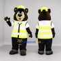 Custom Brown Yellow and Black Safety Patrol Bear Mascot Costume Adult Full Body Suit for Road Safety Events