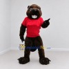 Custom Dark Brown and Red Beaver Mascot Costume Adult Full Body Suit for School Events Custom Dark Brown and Red Beaver Mascot Costume Adult Full Body Suit for School Events