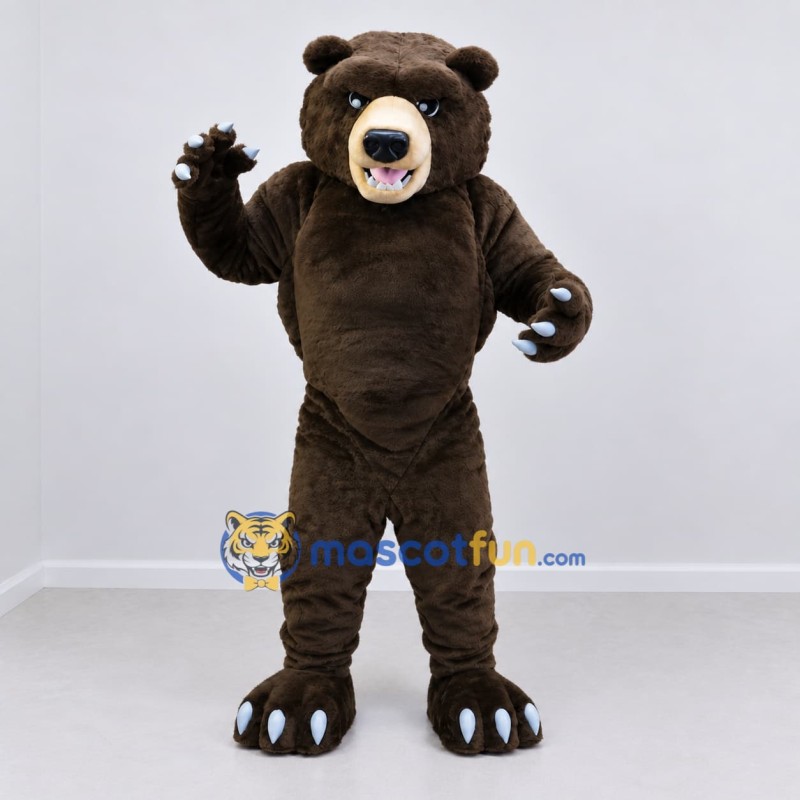 Custom Dark Brown and Cream Bear Mascot Costume Adult Full Body Suit for Sports Events