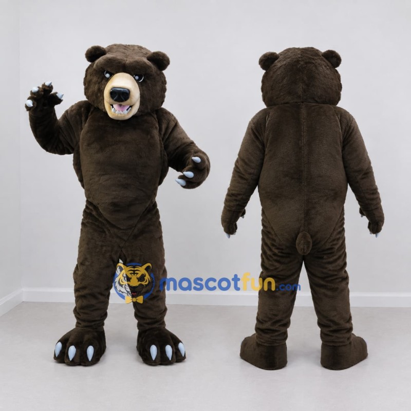 Custom Dark Brown and Cream Bear Mascot Costume Adult Full Body Suit for Sports Events