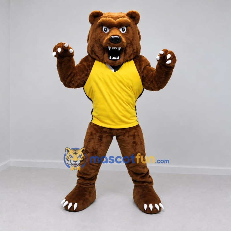 Custom Brown and Yellow Bear Mascot Costume Adult Full Body Suit for Sports Events Custom Brown and Yellow Bear Mascot Costume Adult Full Body Suit for Sports Events