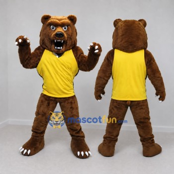Custom Brown and Yellow Bear Mascot Costume Adult Full Body Suit for Sports Events