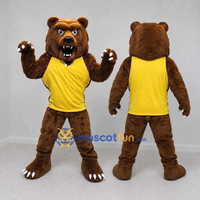 Custom Brown and Yellow Bear Mascot Costume Adult Full Body Suit for Sports Events Custom Brown and Yellow Bear Mascot Costume Adult Full Body Suit for Sports Events