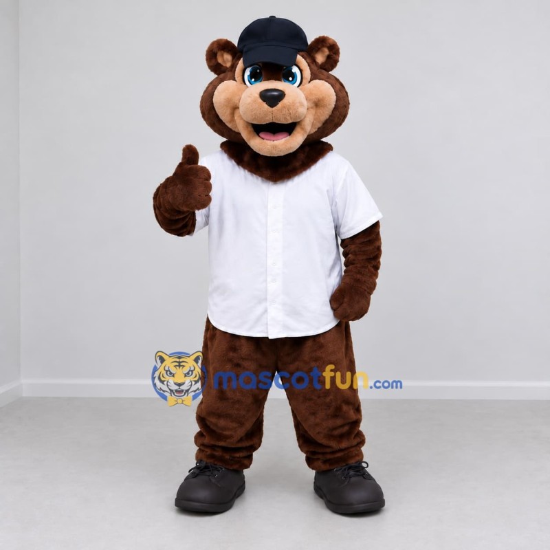 Custom Brown White and Black Bear Mascot Costume Adult Full Body Suit for School Events