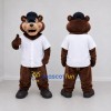 Custom Brown White and Black Bear Mascot Costume Adult Full Body Suit for School Events