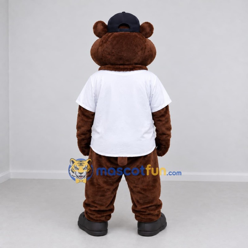 Custom Brown White and Black Bear Mascot Costume Adult Full Body Suit for School Events
