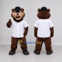 Custom Brown White and Black Bear Mascot Costume Adult Full Body Suit for School Events