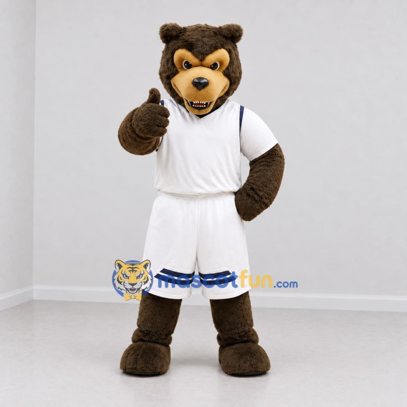 Custom Brown and White Bear Mascot Costume Adult Full Body Suit for Sports Events Custom Brown and White Bear Mascot Costume Adult Full Body Suit for Sports Events