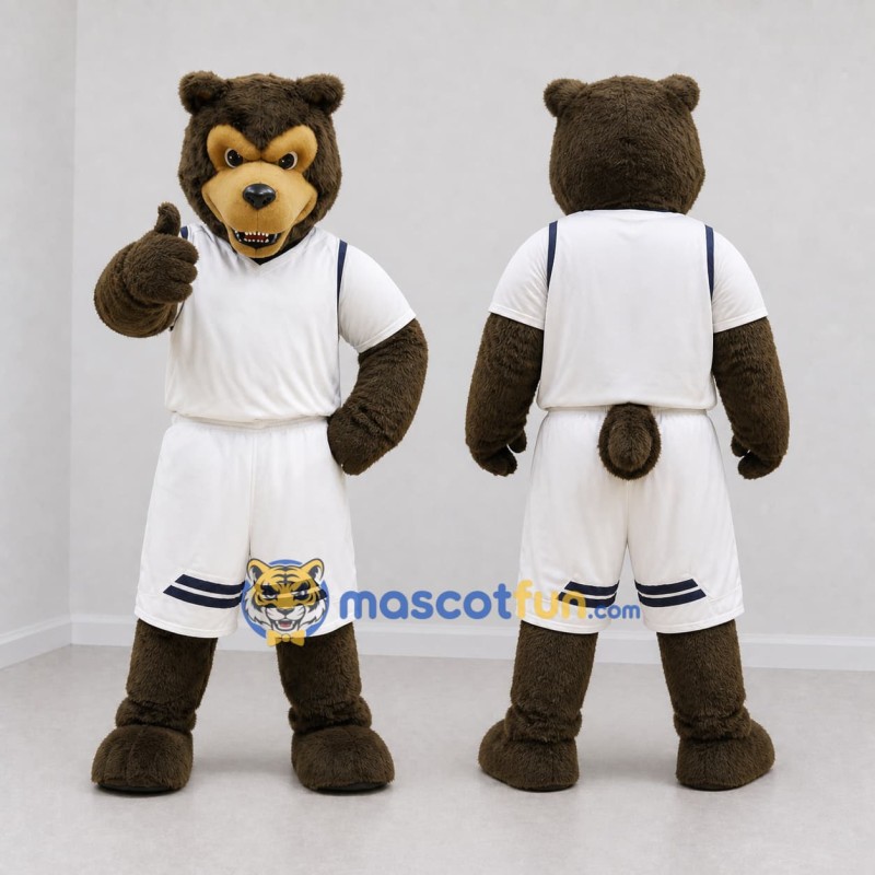 Custom Brown and White Bear Mascot Costume Adult Full Body Suit for Sports Events Custom Brown and White Bear Mascot Costume Adult Full Body Suit for Sports Events