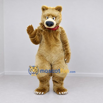 Custom Golden Tan and Red Bear Mascot Costume Adult Full Body Suit for Wildlife Events