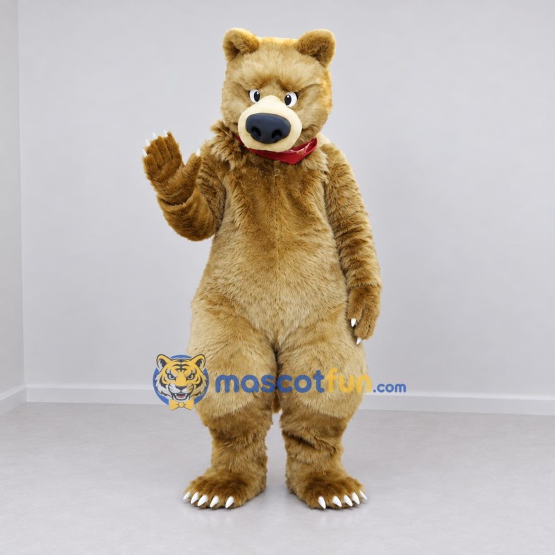 Custom Golden Tan and Red Bear Mascot Costume Adult Full Body Suit for Wildlife Events Custom Golden Tan and Red Bear Mascot Costume Adult Full Body Suit for Wildlife Events