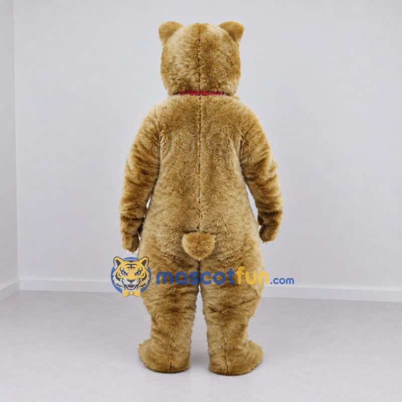 Custom Golden Tan and Red Bear Mascot Costume Adult Full Body Suit for Wildlife Events Custom Golden Tan and Red Bear Mascot Costume Adult Full Body Suit for Wildlife Events