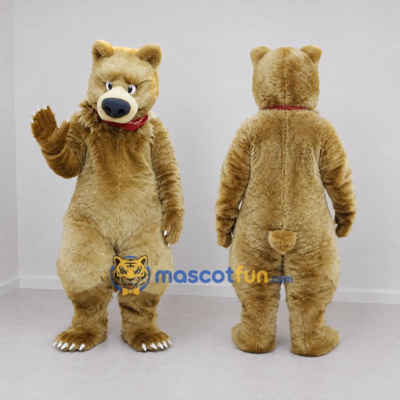 Custom Golden Tan and Red Bear Mascot Costume Adult Full Body Suit for Wildlife Events Custom Golden Tan and Red Bear Mascot Costume Adult Full Body Suit for Wildlife Events