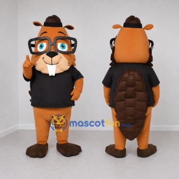 Custom Orange Brown and Black Beaver Mascot Costume Adult Full Body Suit for School Events