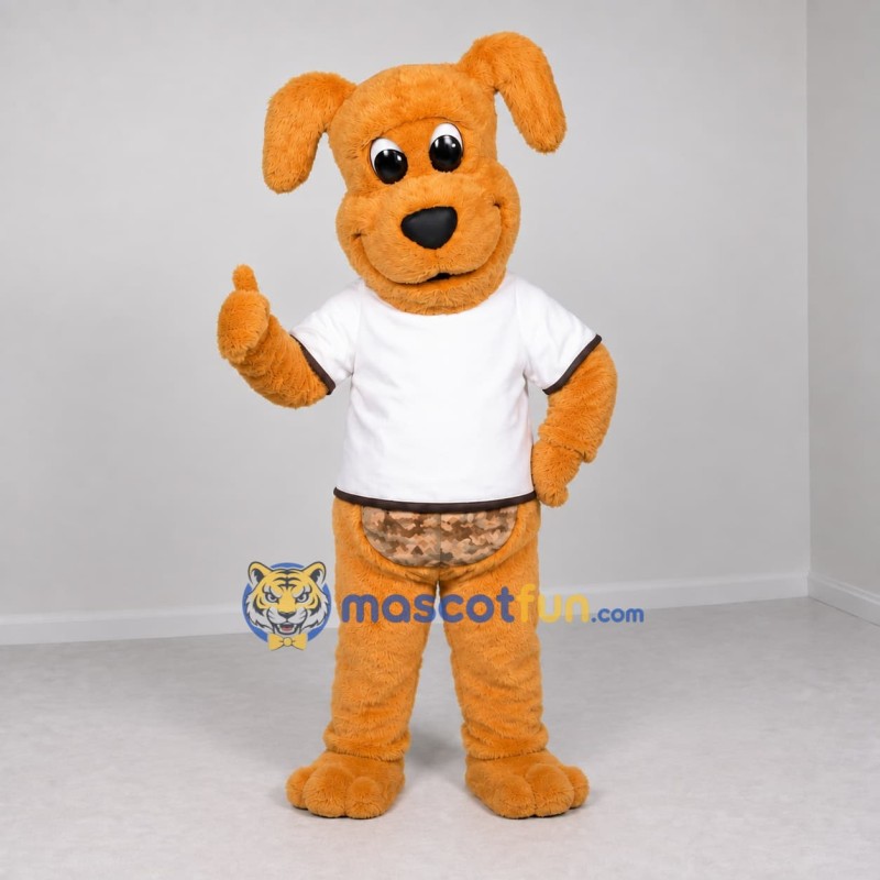 Custom Orange Brown and White Dog Mascot Costume Adult Full Body Suit for School Events Custom Orange Brown and White Dog Mascot Costume Adult Full Body Suit for School Events