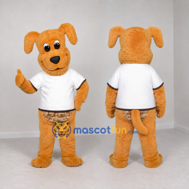 Custom Orange Brown and White Dog Mascot Costume Adult Full Body Suit for School Events Custom Orange Brown and White Dog Mascot Costume Adult Full Body Suit for School Events