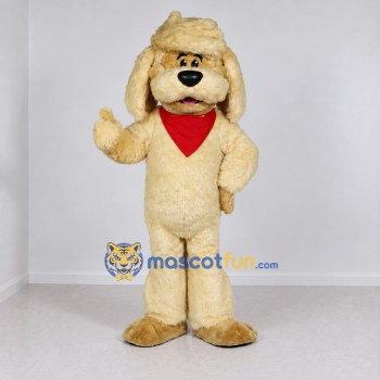 Custom Cream and Red Shaggy Dog Mascot Costume Adult Full Body Suit for Pet Events