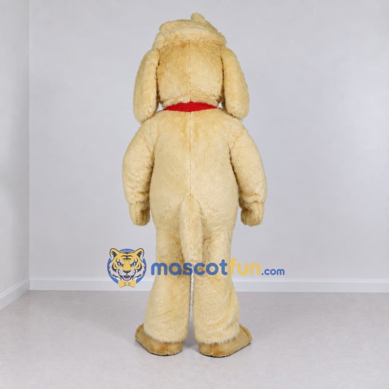Custom Cream and Red Shaggy Dog Mascot Costume Adult Full Body Suit for Pet Events