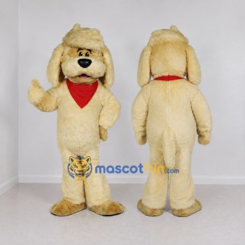 Custom Cream and Red Shaggy Dog Mascot Costume Adult Full Body Suit for Pet Events