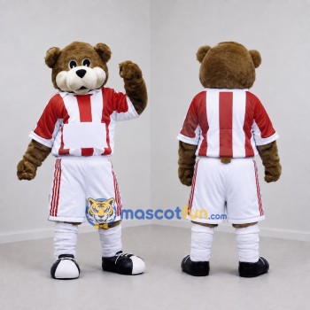 Custom Brown Red and White Bear Mascot Costume Adult Full Body Suit for Sports Events