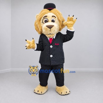 Custom Golden Tan and Black Tuxedo Lion Mascot Costume Adult Full Body Suit for Themed Events Custom Golden Tan and Black Tuxedo Lion Mascot Costume Adult Full Body Suit for Themed Events