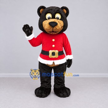 Custom Black and Red Christmas Bear Mascot Costume Adult Full Body Suit for Christmas Events Custom Black and Red Christmas Bear Mascot Costume Adult Full Body Suit for Christmas Events