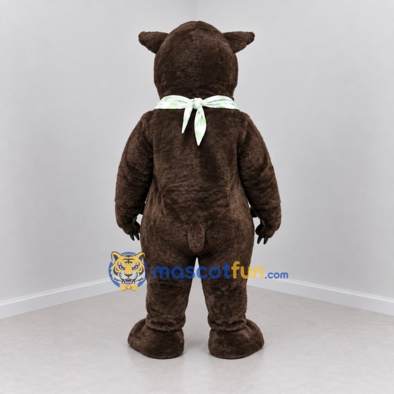 Custom Dark Brown and Green Bear Mascot Costume Adult Full Body Suit for Outdoor Events