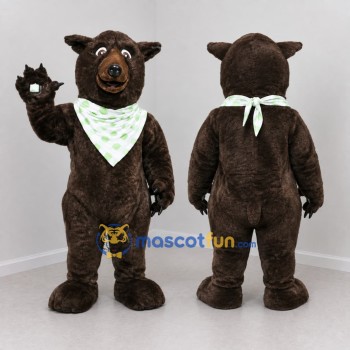 Custom Dark Brown and Green Bear Mascot Costume Adult Full Body Suit for Outdoor Events
