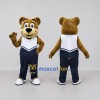 Custom Brown White and Navy Blue Bear Mascot Costume Adult Full Body Suit for Sports Events