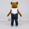 Custom Brown White and Navy Blue Bear Mascot Costume Adult Full Body Suit for Sports Events