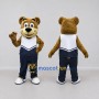 Custom Brown White and Navy Blue Bear Mascot Costume Adult Full Body Suit for Sports Events
