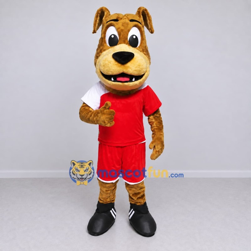 Custom Brown Red and White Dog Mascot Costume Adult Full Body Suit for Sports Events